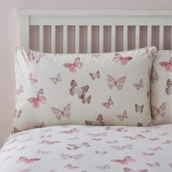 Dunelm Botanica Butterfly Blush Reversible Duvet Cover And Pillowcase Set -pillowcase shop 1000049848 alt03