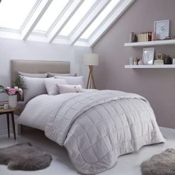 Dunelm Logan Seersucker Grey Oxford Pillowcase -pillowcase shop 1000066096 alt02