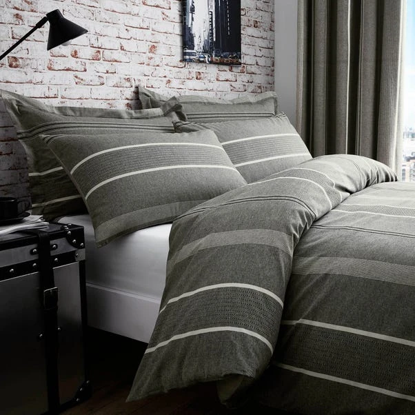 Dunelm Willington Grey Striped Woven Duvet Cover And Pillowcase Set 8 Dunelm Willington Grey Striped Woven Duvet Cover And Pillowcase Set - Image 6