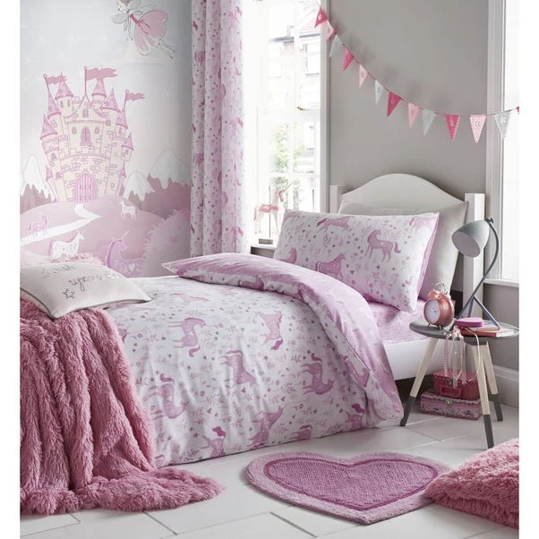 Catherine Lansfield Folk Unicorn Pink Duvet Cover And Pillowcase Set 4 Catherine Lansfield Folk Unicorn Pink Duvet Cover And Pillowcase Set - Image 2