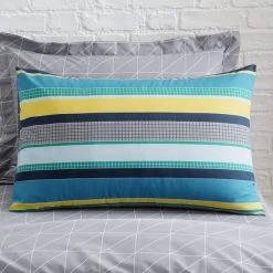 Dunelm Geo Green Duvet Cover And Pillowcase Twin Pack Set -pillowcase shop 1000117500 alt05