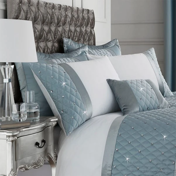 Catherine Lansfield Sequin Cluster Duck-Egg Duvet Cover And Pillowcase Set 4 Catherine Lansfield Sequin Cluster Duck-Egg Duvet Cover And Pillowcase Set - Image 2