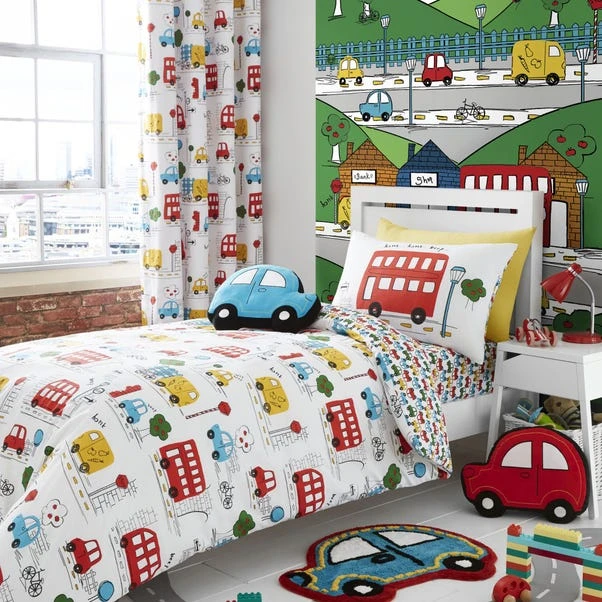 Catherine Lansfield Transport Bright Duvet Cover And Pillowcase Set 4 Catherine Lansfield Transport Bright Duvet Cover And Pillowcase Set - Image 2