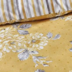 Dunelm Ashbourne Ochre Reversible Duvet Cover And Pillowcase Set -pillowcase shop 1000140049 alt02