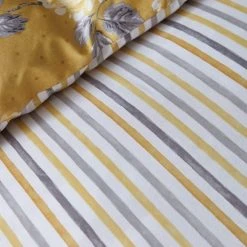 Dunelm Ashbourne Ochre Reversible Duvet Cover And Pillowcase Set -pillowcase shop 1000140049 alt03