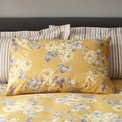 Dunelm Ashbourne Ochre Reversible Duvet Cover And Pillowcase Set -pillowcase shop 1000140049 alt04