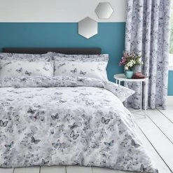 Dunelm Ginkgo Butterfly White Reversible Duvet Cover And Pillowcase Set -pillowcase shop 1000140249 alt02