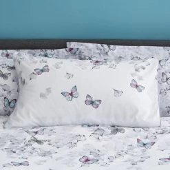 Dunelm Ginkgo Butterfly White Reversible Duvet Cover And Pillowcase Set -pillowcase shop 1000140249 alt05