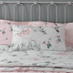 Dunelm Heavenly Hummingbird Grey & Blush Duvet Cover And Pillowcase Set -pillowcase shop 1000140278 alt04