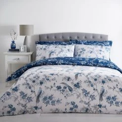 Dunelm Oriental Bird Blue Duvet Cover And Pillowcase Set -pillowcase shop 1000150558 alt01