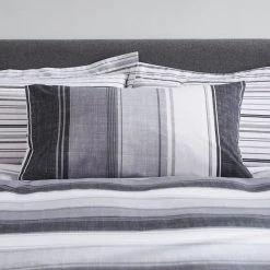 Dunelm Ellis Grey Stripe Reversible Duvet Cover And Pillowcase Set -pillowcase shop 1000151488 alt02