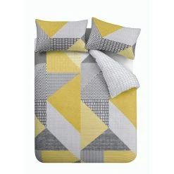 Catherine Lansfield Larsson Geo Ochre Reversible Duvet Cover And Pillowcase Set -pillowcase shop 1000155200 alt04