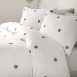 Dunelm Appletree Dot Slate 100% Cotton Duvet Cover And Pillowcase Set -pillowcase shop 1000157851 alt01