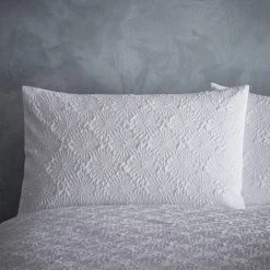 Dunelm Astra White Textured Floral Duvet Cover And Pillowcase Set -pillowcase shop 1000159709 alt03