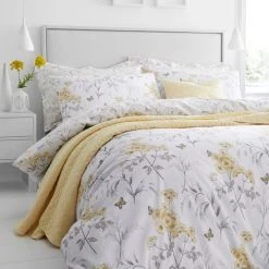 Dunelm Maria Ochre Reversible Floral Duvet Cover And Pillowcase Set -pillowcase shop 1000159844 alt02