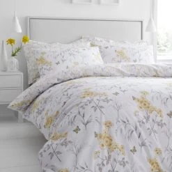 Dunelm Maria Ochre Reversible Floral Duvet Cover And Pillowcase Set -pillowcase shop 1000159844 alt03