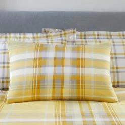 Dunelm Ovie Ochre Reversible Duvet Cover And Pillowcase Set -pillowcase shop 1000159846 alt04