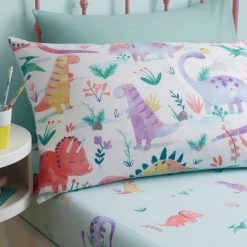 Dunelm Dinosaur Pink Reversible Duvet Cover And Pillowcase Set -pillowcase shop 1000160557 alt04