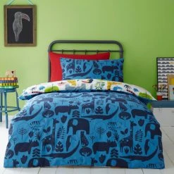 Elements Jungle 100% Cotton Reversible Duvet Cover And Pillowcase Set -pillowcase shop 1000160571 alt01