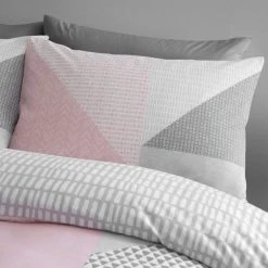 Catherine Lansfield Larsson Geo Pink Duvet Cover And Pillowcase Set -pillowcase shop 1000160863 alt01