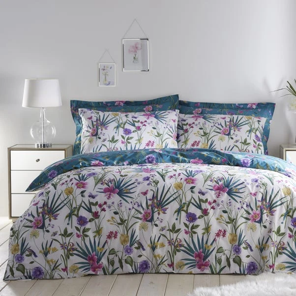 Dunelm Fleur Teal Duvet Cover And Pillowcase Set 4 Dunelm Fleur Teal Duvet Cover And Pillowcase Set - Image 2