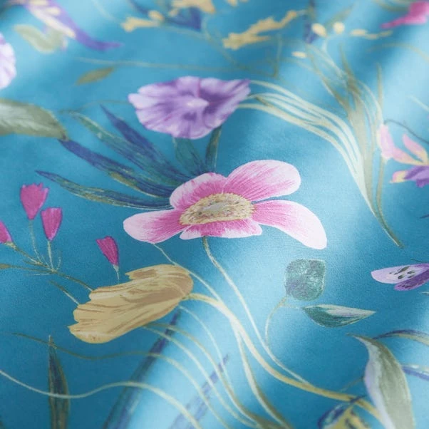 Dunelm Fleur Teal Duvet Cover And Pillowcase Set 6 Dunelm Fleur Teal Duvet Cover And Pillowcase Set - Image 4