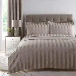Dunelm Allana Gold Stripe Duvet Cover And Pillowcase Set -pillowcase shop 1000167069 alt03