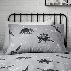 Dunelm Black Space Dinosaur Single Duvet Cover And Pillowcase Set -pillowcase shop 1000167402 alt03