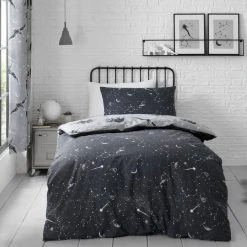 Dunelm Black Space Dinosaur Single Duvet Cover And Pillowcase Set -pillowcase shop 1000167402 alt04