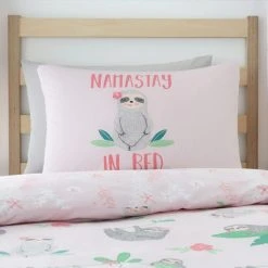 Dunelm Pink Pretty Sloth Duvet Cover And Pillowcase Set -pillowcase shop 1000167412 alt04