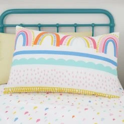 Dunelm Elements Rainbow Geometric 100% Cotton Duvet Cover And Pillowcase Twin Pack Set -pillowcase shop 1000167424 alt05