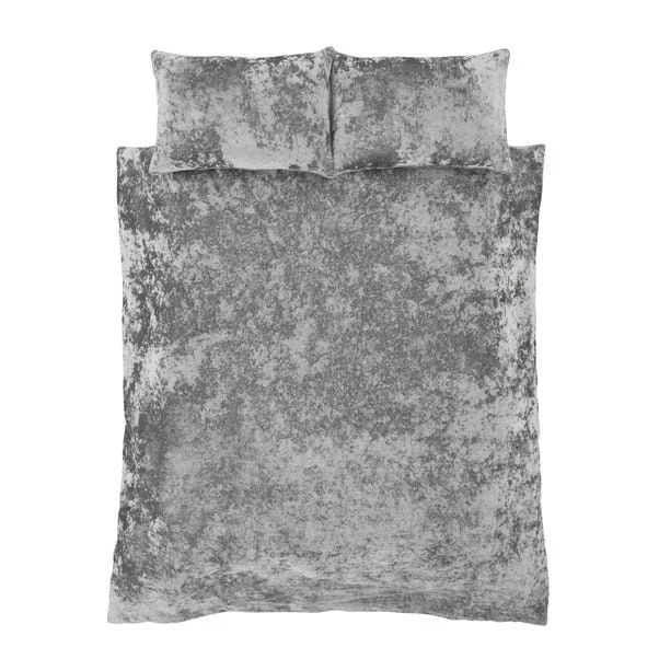 Catherine Lansfield Silver Crushed Velvet Duvet Cover And Pillowcase Set 5 Catherine Lansfield Silver Crushed Velvet Duvet Cover And Pillowcase Set - Image 3