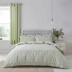 Dunelm Florentina Green 100% Cotton Reversible Duvet Cover And Pillowcase Set -pillowcase shop 1000180709 alt02
