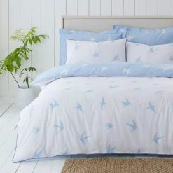 Dunelm Coastal Birds Blue Reversible Duvet Cover And Pillowcase Set -pillowcase shop 1000181908 alt01