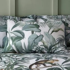 Dunelm Jungle Green 100% Cotton Reversible Duvet Cover And Pillowcase Set -pillowcase shop 1000181955 alt03