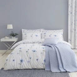 Dunelm Maddie Blue Floral Reversible Duvet Cover And Pillowcase Set -pillowcase shop 1000181959 alt02