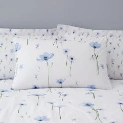 Dunelm Maddie Blue Floral Reversible Duvet Cover And Pillowcase Set -pillowcase shop 1000181959 alt04