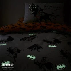 Batman Grey Reversible Glow In The Dark Duvet Cover And Pillowcase Set -pillowcase shop 1000182124 alt04