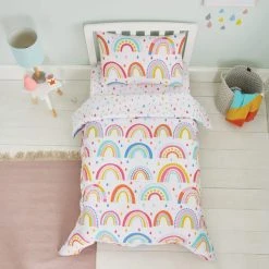 Elements Rainbow Reversible 100% Cotton Cot Bed / Toddler Duvet Cover And Pillowcase Set -pillowcase shop 1000182127 alt02