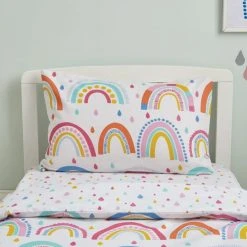 Elements Rainbow Reversible 100% Cotton Cot Bed / Toddler Duvet Cover And Pillowcase Set -pillowcase shop 1000182127 alt04