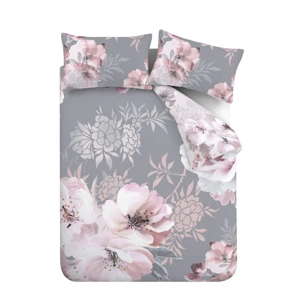 Catherine Lansfield Dramatic Floral Grey Duvet Cover And Pillowcase Set 7 Catherine Lansfield Dramatic Floral Grey Duvet Cover And Pillowcase Set - Image 5