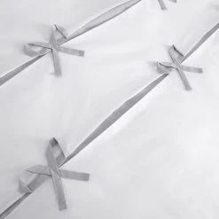 Catherine Lansfield Milo Bow White And Grey Duvet Cover And Pillowcase Set -pillowcase shop 1000184228 alt03