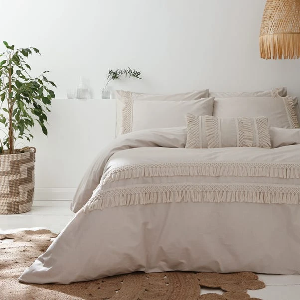 Pineapple Elephant Izmir Stone Grey Tassel 100% Cotton Duvet Cover And Pillowcase Set 4 Pineapple Elephant Izmir Stone Grey Tassel 100% Cotton Duvet Cover And Pillowcase Set - Image 2