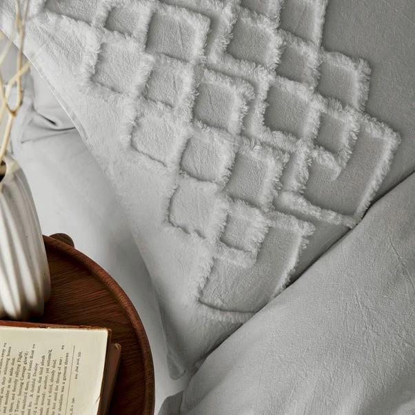 Pineapple Elephant Tufted Grey Diamond 100% Cotton Duvet Cover And Pillowcase Set 4 Pineapple Elephant Tufted Grey Diamond 100% Cotton Duvet Cover And Pillowcase Set - Image 2