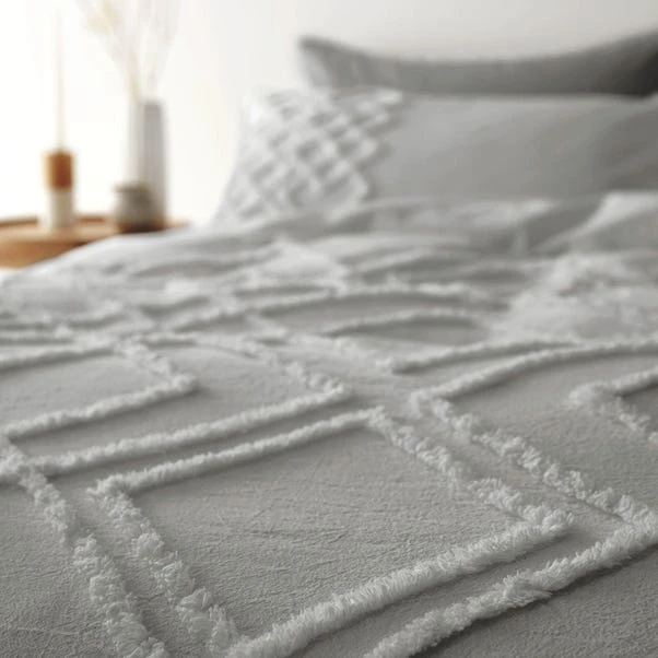 Pineapple Elephant Tufted Grey Diamond 100% Cotton Duvet Cover And Pillowcase Set 5 Pineapple Elephant Tufted Grey Diamond 100% Cotton Duvet Cover And Pillowcase Set - Image 3