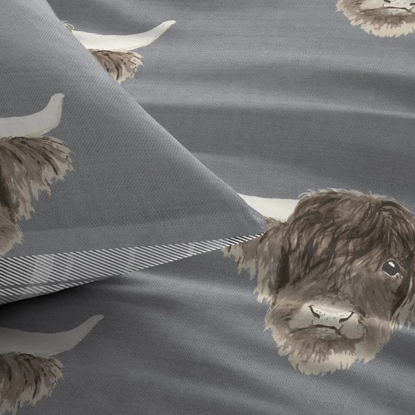 Fusion Highland Cow Grey Reversible Duvet Cover And Pillowcase Set 5 Fusion Highland Cow Grey Reversible Duvet Cover And Pillowcase Set - Image 3