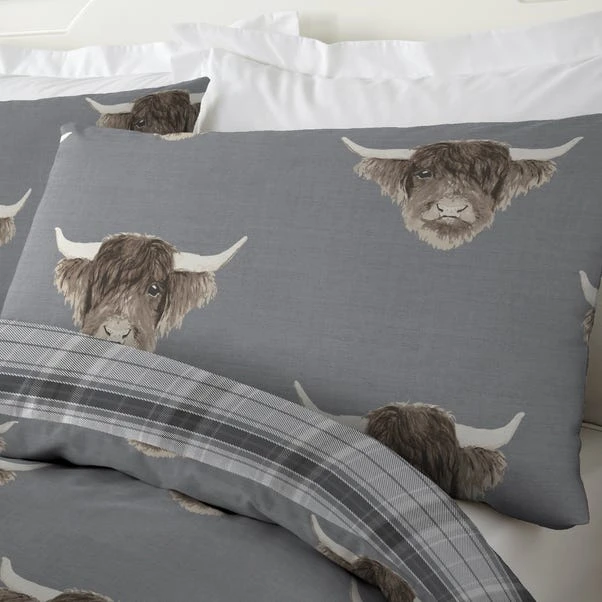 Fusion Highland Cow Grey Reversible Duvet Cover And Pillowcase Set 6 Fusion Highland Cow Grey Reversible Duvet Cover And Pillowcase Set - Image 4