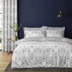 Dunelm Hardwick Floral Grey Reversible Duvet Cover And Pillowcase Set -pillowcase shop 1000185663 alt03