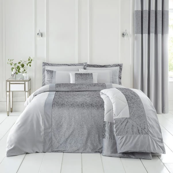 Dunelm Beverley Charcoal Embellished Luxe Duvet Cover And Pillowcase Set 4 Dunelm Beverley Charcoal Embellished Luxe Duvet Cover And Pillowcase Set - Image 2
