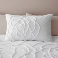Dunelm Talia White Tufted 100% Cotton Duvet Cover And Pillowcase Set -pillowcase shop 1000185685 alt02